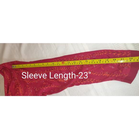 Vintage Lucky Brand Top Womens XL BOHO Peasant Burgundy Red Y2K Bohemian Floral - Picture 14 of 16